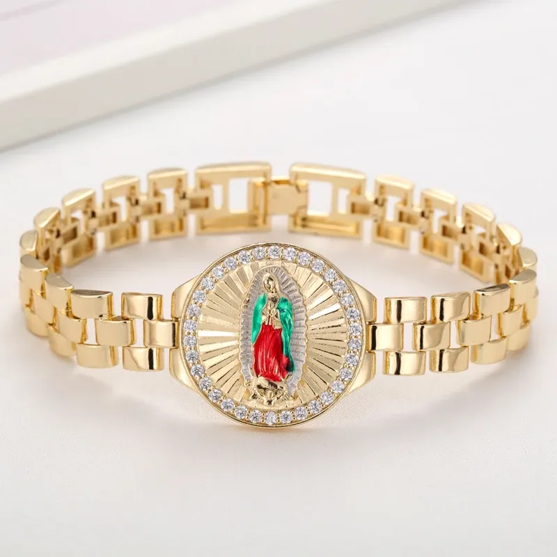 Religious Virgin Mary RX Style Watch Band Chain Zircon Bracelet