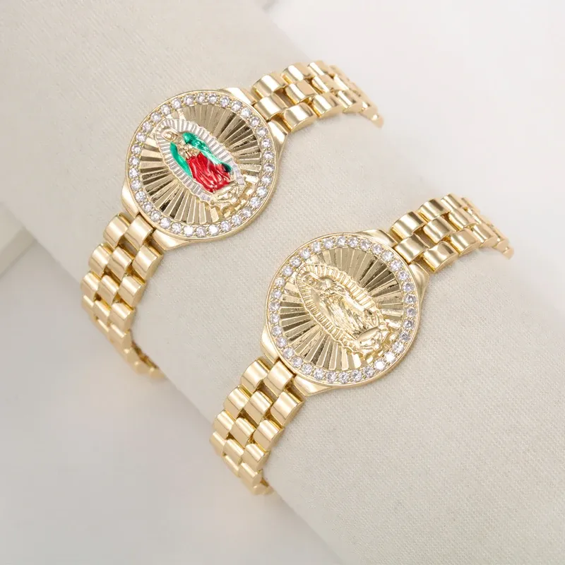 Religious Virgin Mary RX Style Watch Band Chain Zircon Bracelet