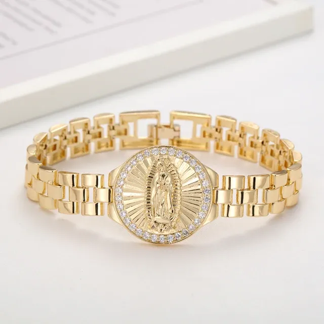 Religious Virgin Mary RX Style Watch Band Chain Zircon Bracelet