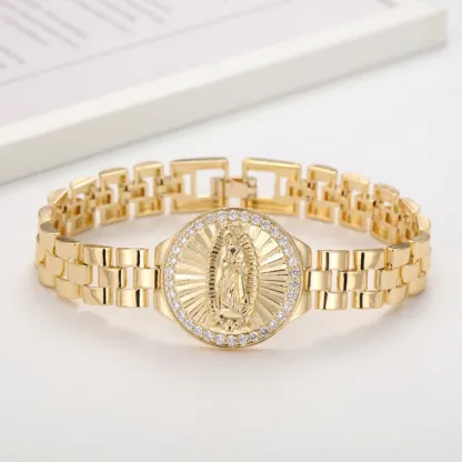 Religious Virgin Mary RX Style Watch Band Chain Zircon Bracelet