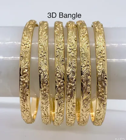 3D Plumeria Flower Design Gold Plated Bracelet