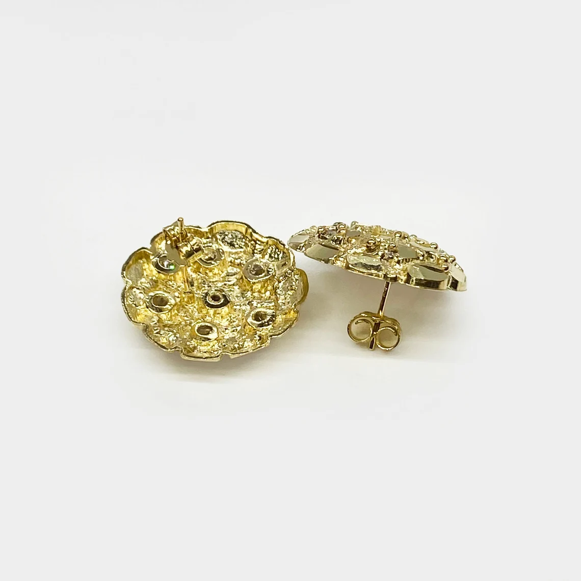 Zircon Heart Shaped Gold Plated Stud Earrings 