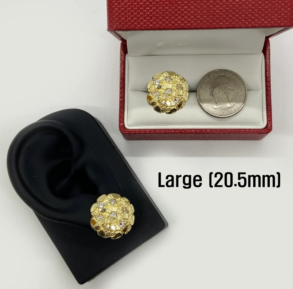 Zircon Heart Shaped Gold Plated Stud Earrings 