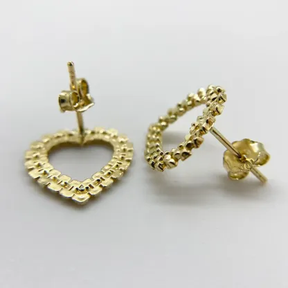 Rolex Stlyle Heart Framed Stud Earrings Push Back Earrings