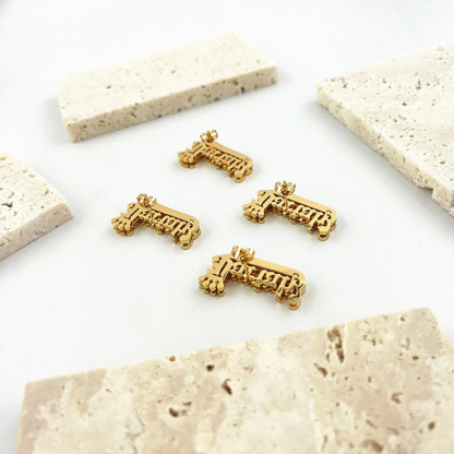 Double Layer Crown Wth Diamond Cut Personalized Name Stud Earrings