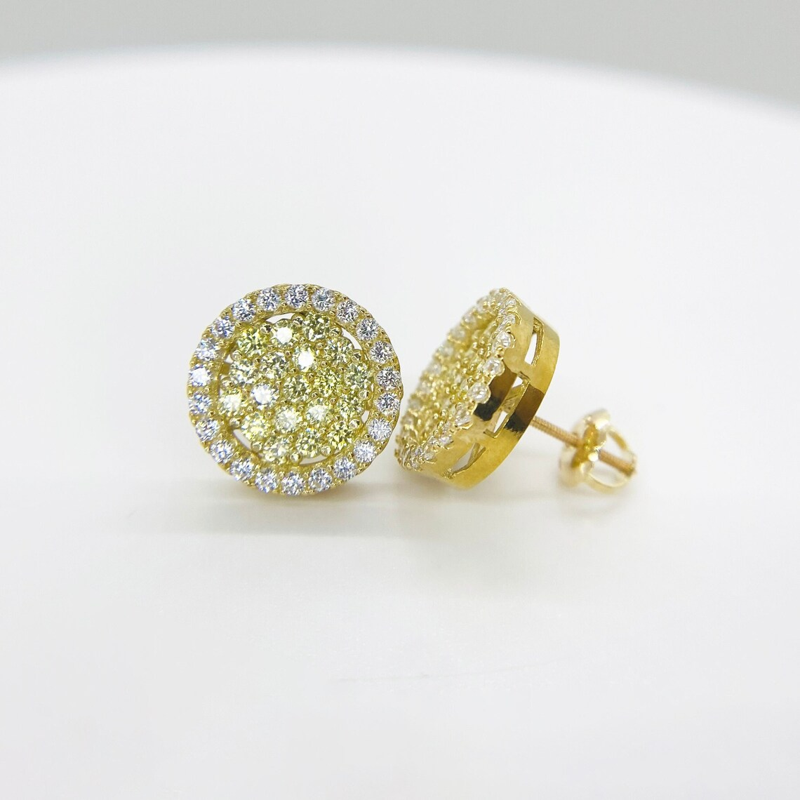 Round Circle Double Layer Sparkling Classic Stud Earrings