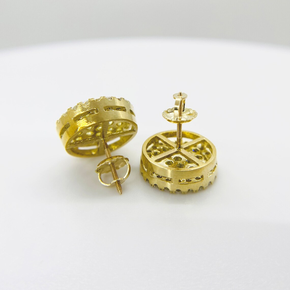 Round Circle Double Layer Sparkling Classic Stud Earrings
