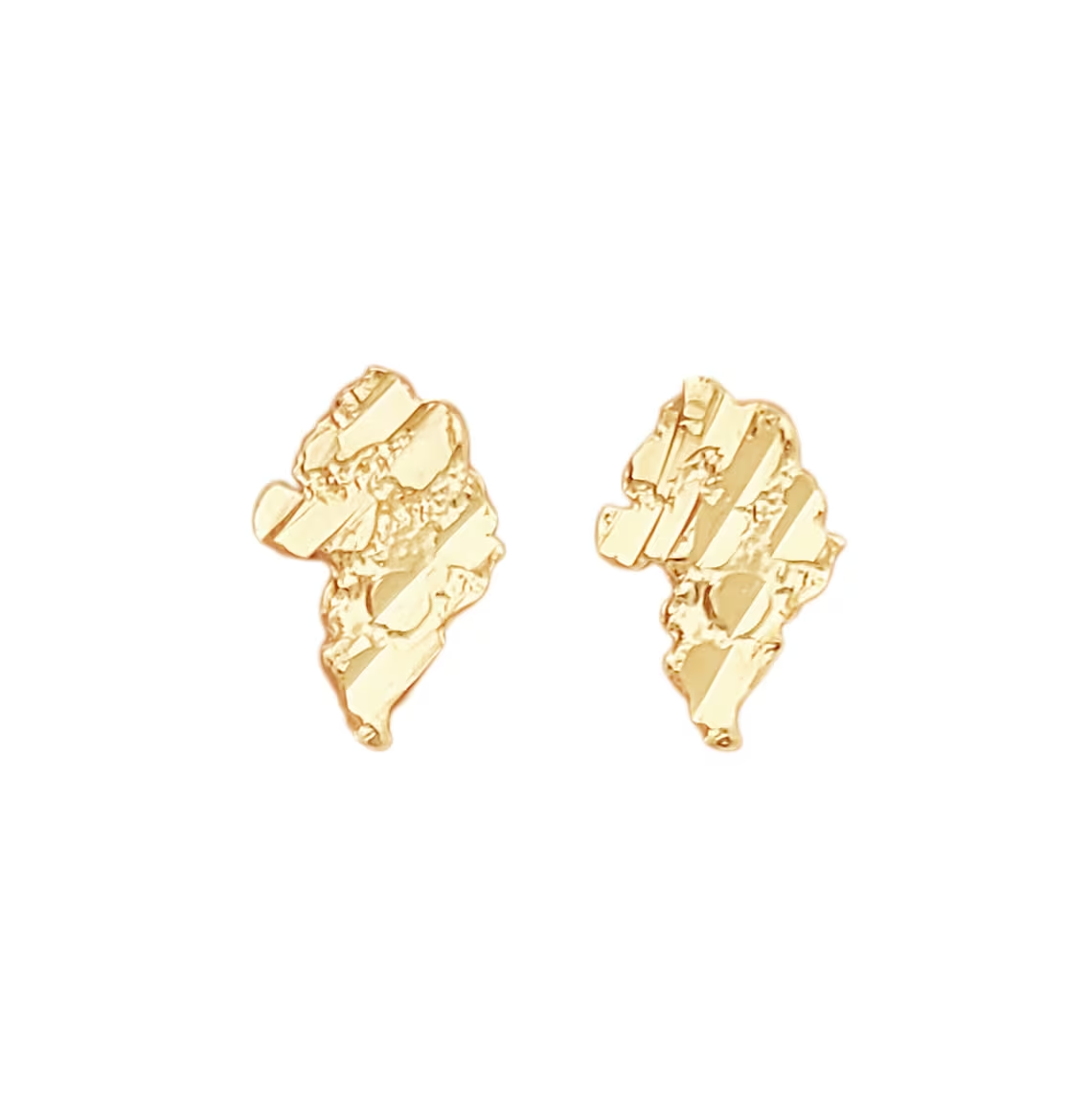 Yellow Gold Plated Nugget Vintage Stud Earrings
