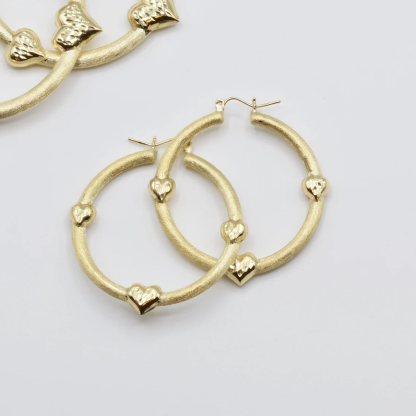 Round Heart Simple Classic Plain Beautiful Circle Hoop Earrings 