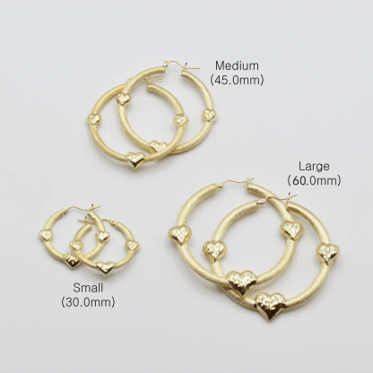 Round Heart Simple Classic Plain Beautiful Circle Hoop Earrings 