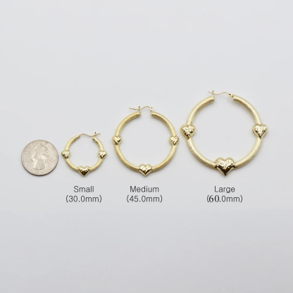 Round Heart Simple Classic Plain Beautiful Circle Hoop Earrings 