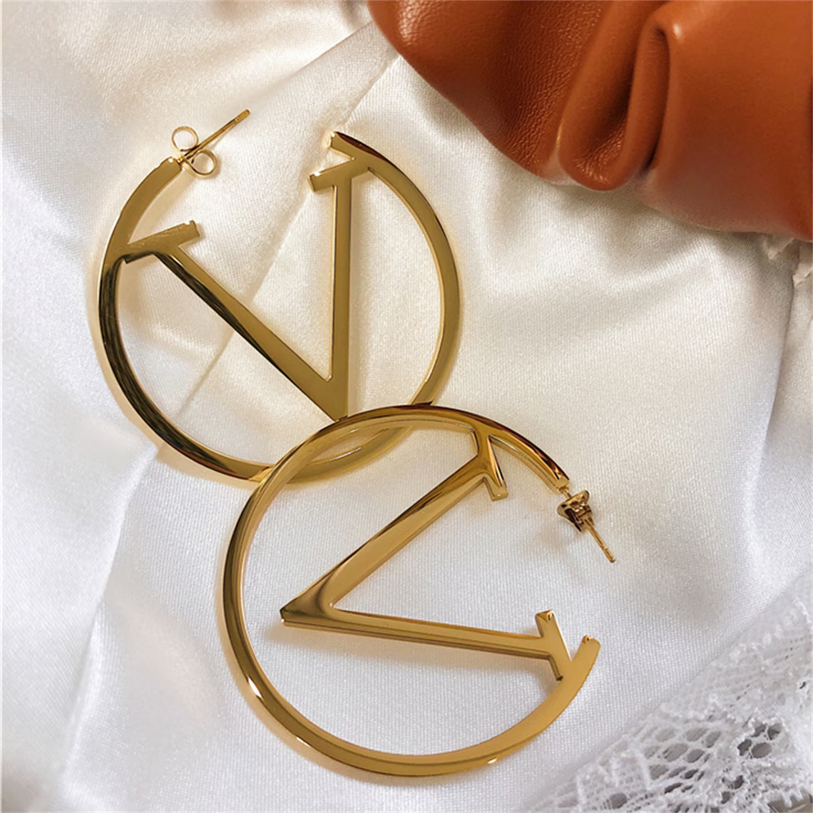 Initial Letter Pendant Personalized Hoop Name Earrings 