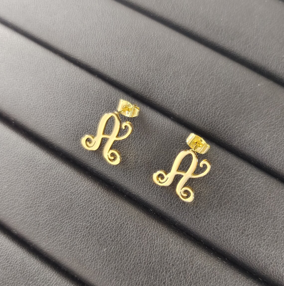 Dainty Initial Letter Pendant Personalized Initial Earrings 