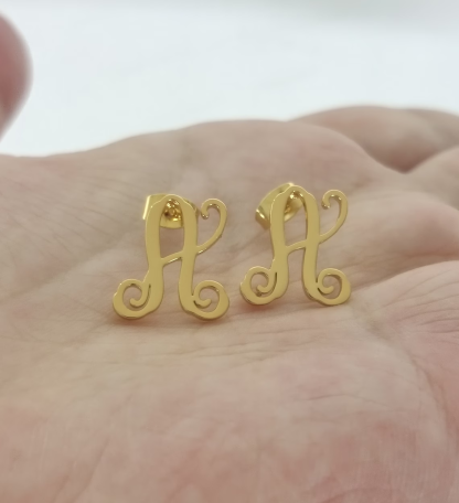 Dainty Initial Letter Pendant Personalized Initial Earrings 