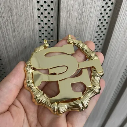 Gold Plated Two Letters Personalized Bamboo Earrings 