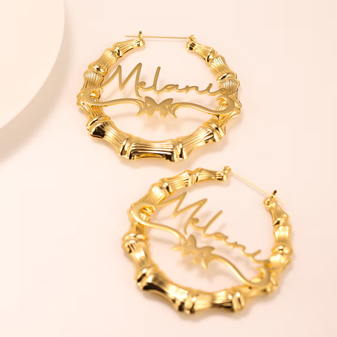 Butterfly Heart Earrings Personalized Gold Plated Name Earrings 