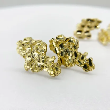 Nugget Earrings Gold Plated Push Back Stud Earrings 