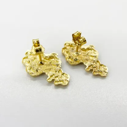 Nugget Earrings Gold Plated Push Back Stud Earrings 
