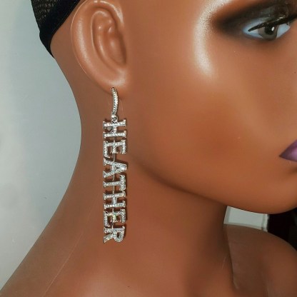 Sparkling Dangle Letter Personalized Name Earrings