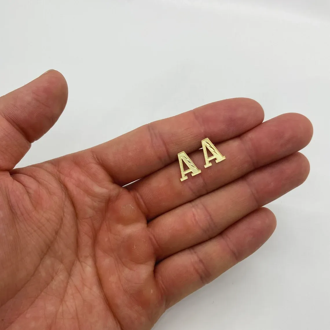 Initial Letter Alphabet Simple Diamond Cut Stud Earrings Custom Initial Earrings