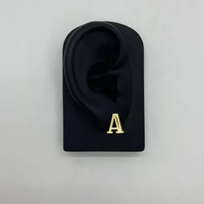 Initial Letter Alphabet Simple Diamond Cut Stud Earrings Custom Initial Earrings
