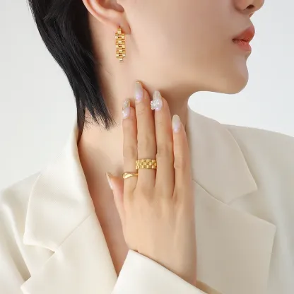 Rolex Stlyle Watch Chain Earrings Jewelry Stainless Steel Stud Earrings 