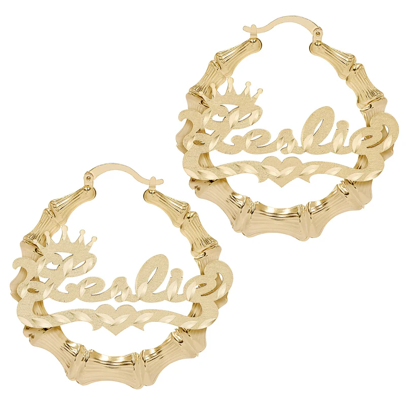 Gold Plated Crown Nugget Earrings Classic Custom Name Earrings