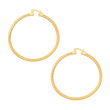 Diamond Cut Hoop Earrings Gold Plated Nugget Style Women Earrings
