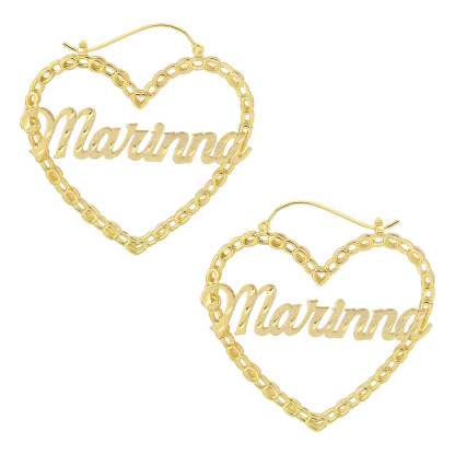 RX Style Love Heart Watch Band Chain Personalized Name Earrings