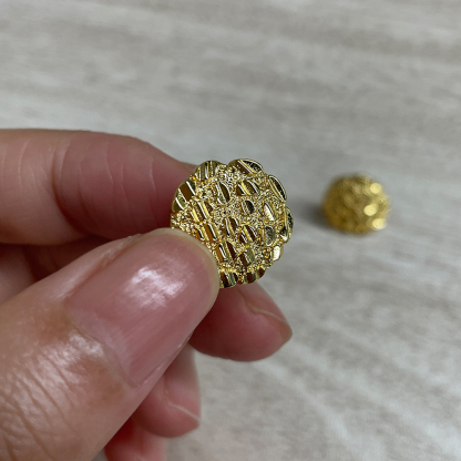 Nugget Round Earrings Gold Plated Diamond Cut Earrings