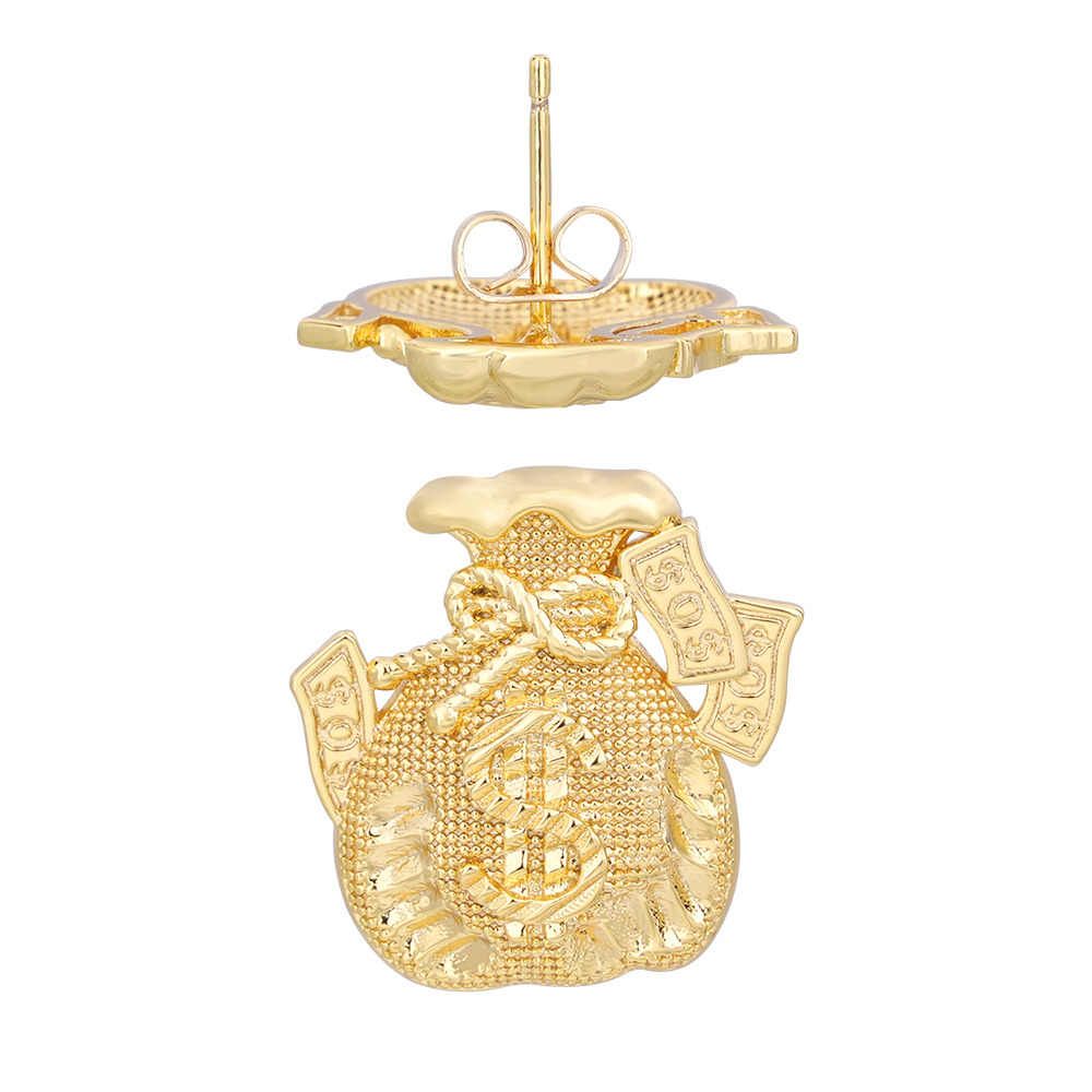Money Bag Stud Earrings Gold Plated Earrings