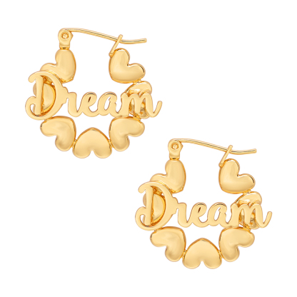 Gold Plated Earrings Custom Name Heart Hoop Earrings