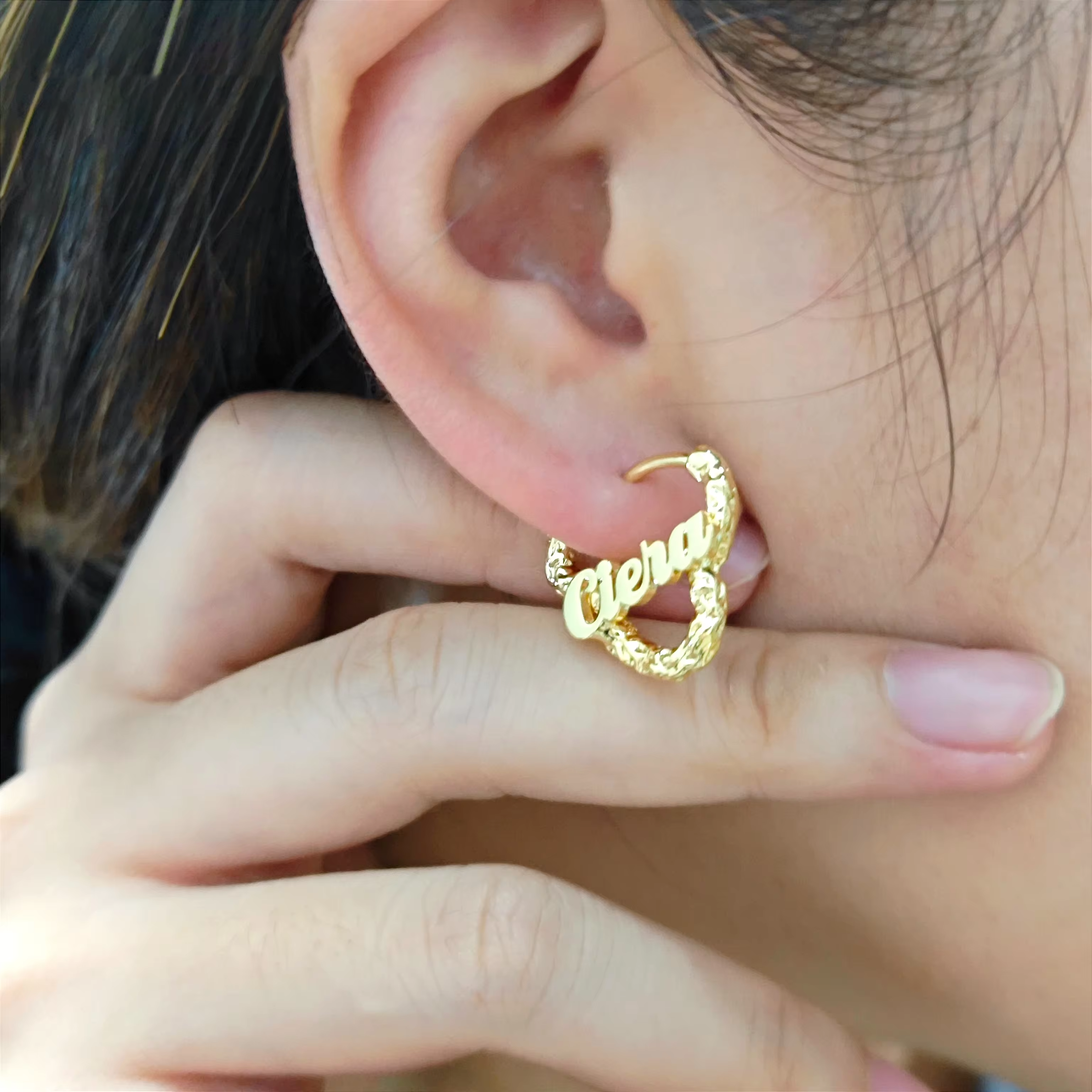 Nugget Earrings Cute Heart Earring Custom Name Earring