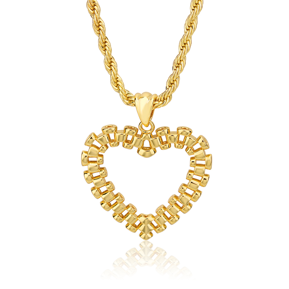 Rolex Style Heart Love Charm Necklace Rollie Gold Plated