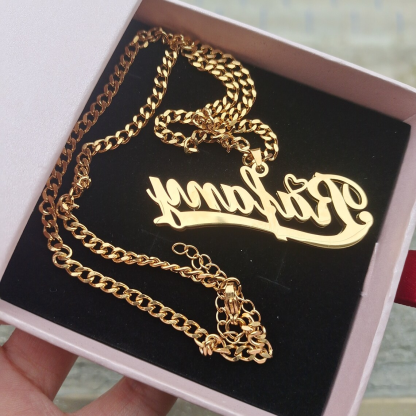 Two Tone With Heart Nameplate Pendant Personalized Name Necklace