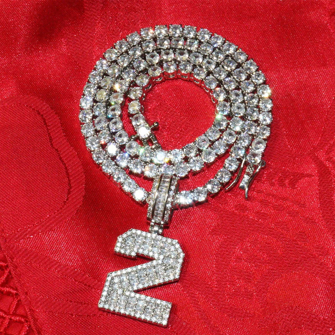 A-Z Iced Out Zircon Gold Plated Personalized Letter Necklac