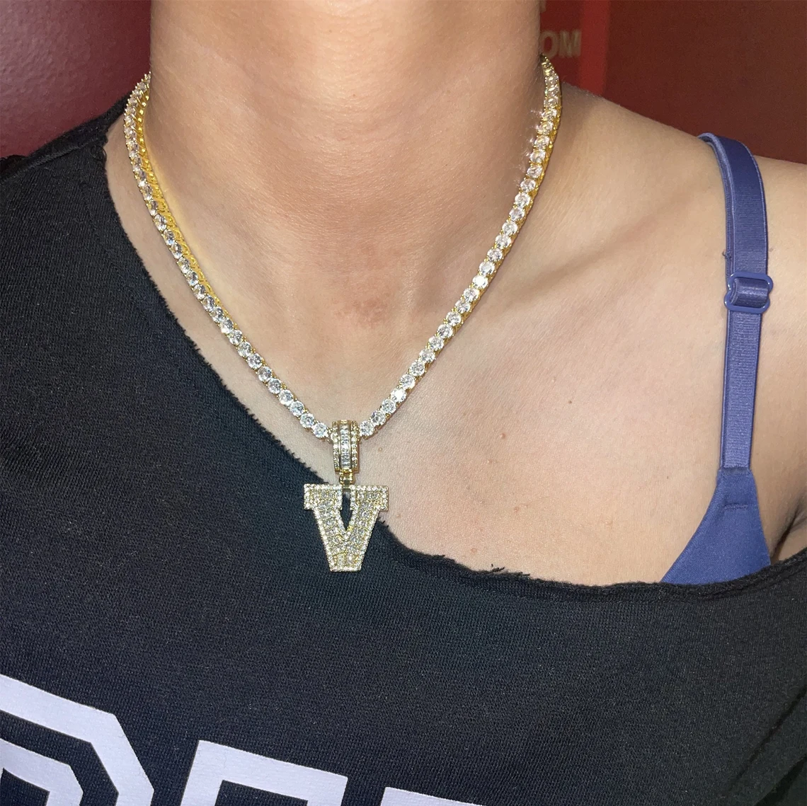 A-Z Iced Out Zircon Gold Plated Personalized Letter Necklac