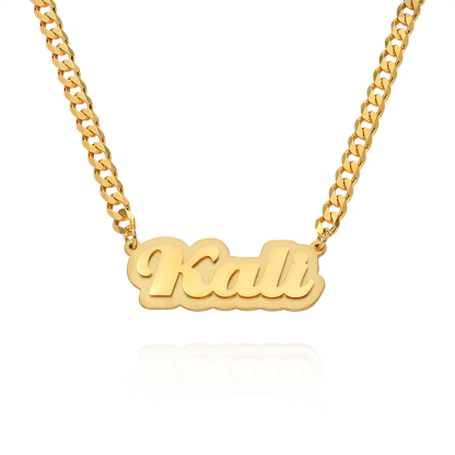 Personalized Cuban Chain Double Plated Name Necklace