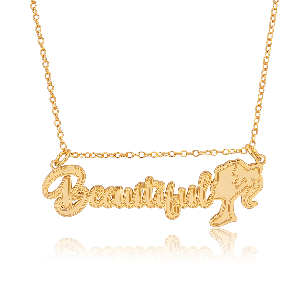 Cartoon Girls Doll Nameplate Pendant Personalized Name Necklace