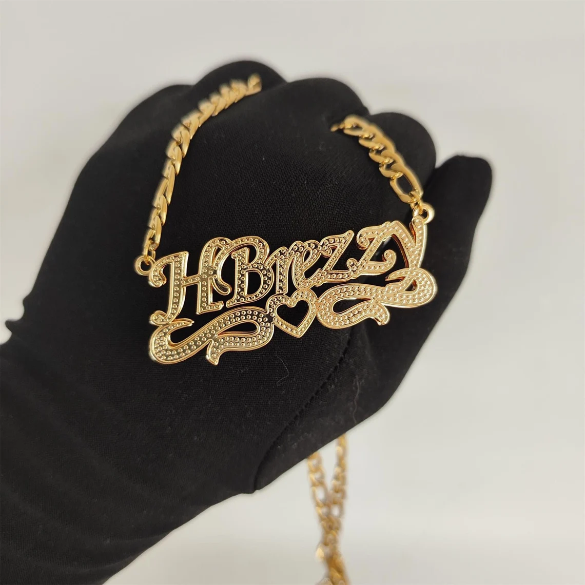 3D Double Plated Nameplated Pendant Personalized Name Necklace