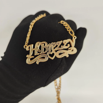 3D Double Plated Nameplated Pendant Personalized Name Necklace