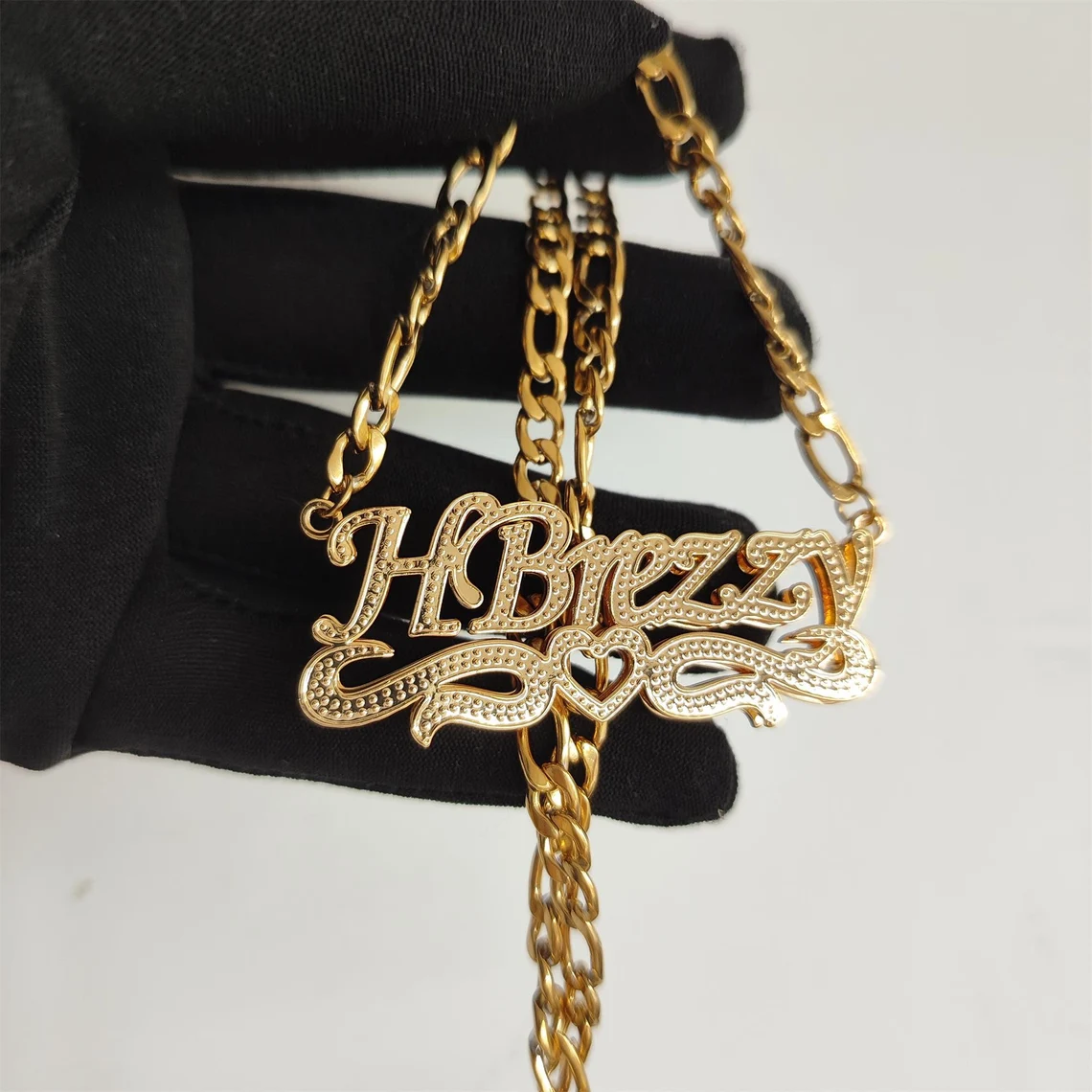 3D Double Plated Nameplated Pendant Personalized Name Necklace