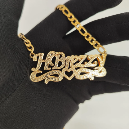 3D Double Plated Nameplated Pendant Personalized Name Necklace