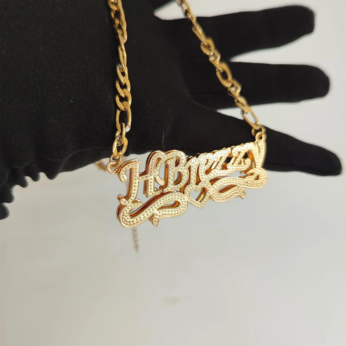 3D Double Plated Nameplated Pendant Personalized Name Necklace