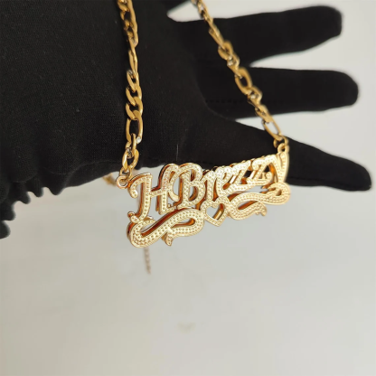 3D Double Plated Nameplated Pendant Personalized Name Necklace