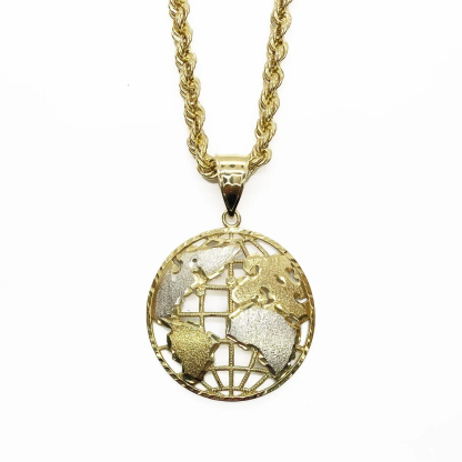 Gold Plated Globe Round Circle Pendant Necklace