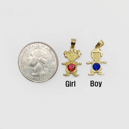 Girl Boy Charm Pendant Gold Plated Birthstone Necklace