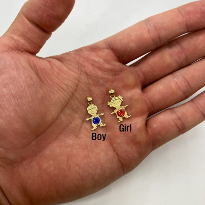 Girl Boy Charm Pendant Gold Plated Birthstone Necklace