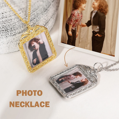 Personalized Photo Necklace with Backside Engraved Necklace