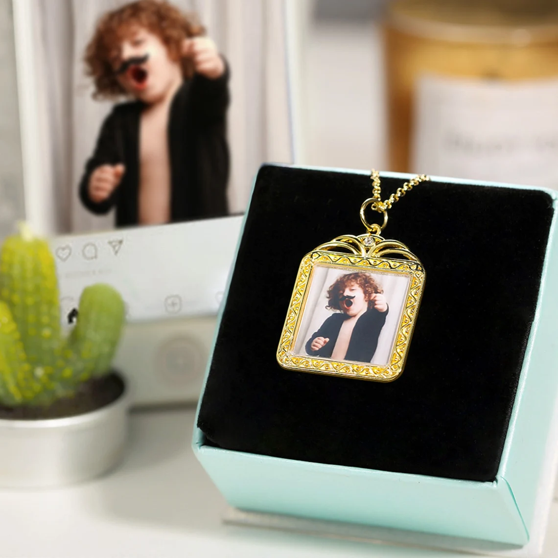 Personalized Photo Necklace with Backside Engraved Necklace